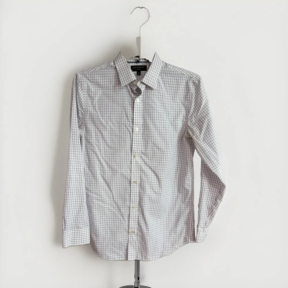 Banana Republic Men's Slim Fit Wrinkle Resistant Button Down Shirt Medium W156